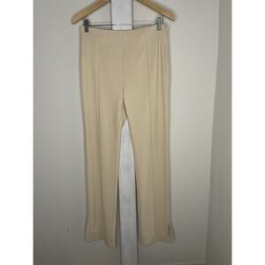 Anthropologie En Saison Seamed Split Hem Cream Textured Pants Size Medium Beige